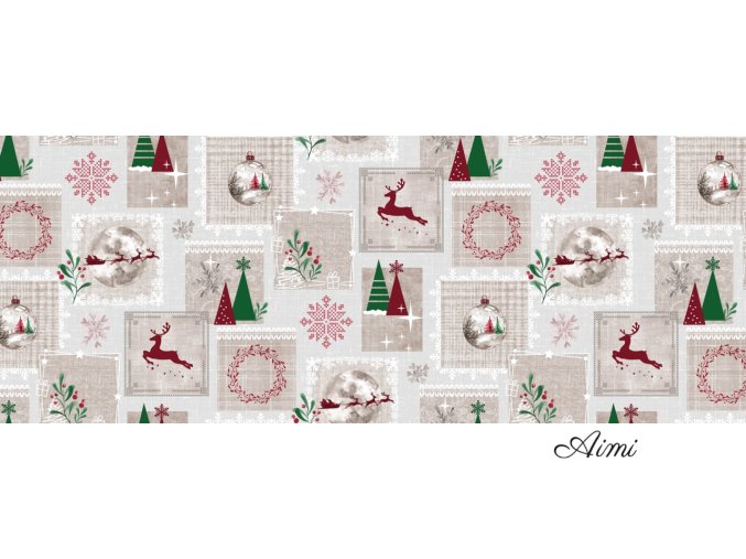 PVC obrus v šírke 140cm MODERNÉ VIANOCE - celá rolka 20 metrov