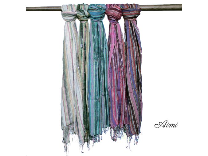 Indické Boho Šatky - 50x180cm - Rôzne Farby so Zlatou Niťou