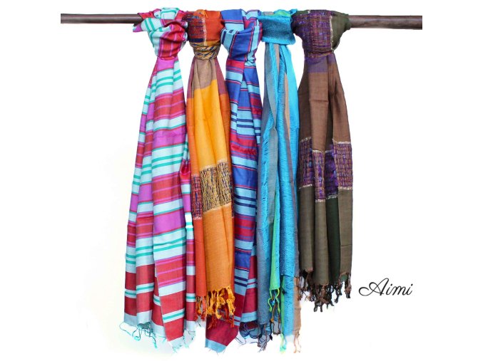 Veľké Indické Boho Šatky - 75x180cm - Odtiene Modrej