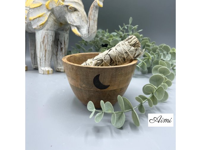 Drevená Rituálna Miska na Vykurovacie Zväzky - Tri Mesiace - 12x7cm (Varianta Tri Mesiace - 12x7cm)