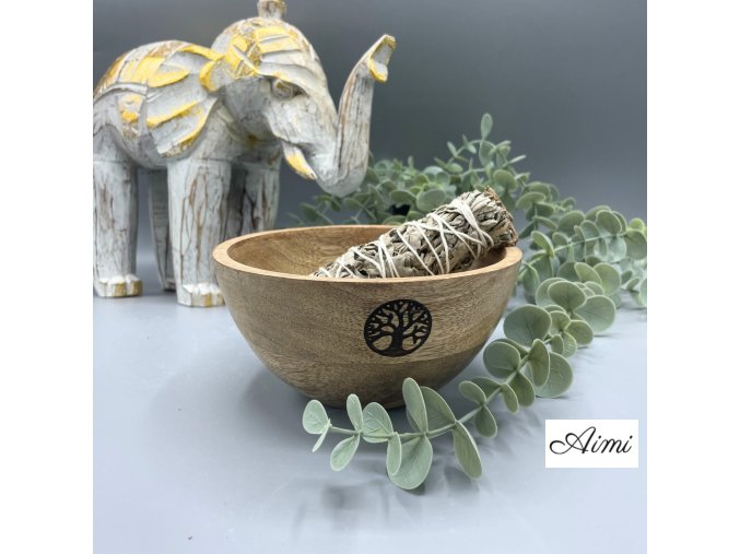 Drevená Rituálna Miska na Vykurovacie Zväzky - Strom Života - 14x7cm (Varianta Strom Života - 14x7cm)