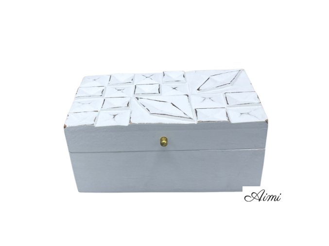 Vintage Deco - Viacúčelová Krabička - 22x12x10cm - Biele Diamanty