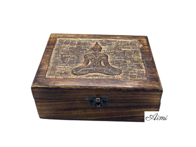 Veľká Drevená Spomienková Krabička 20x15x7.5cm - Budha