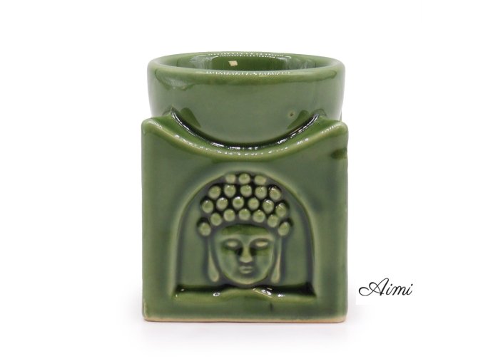 Štvorcová Budha Aroma Lampa - Tmavý nefrit