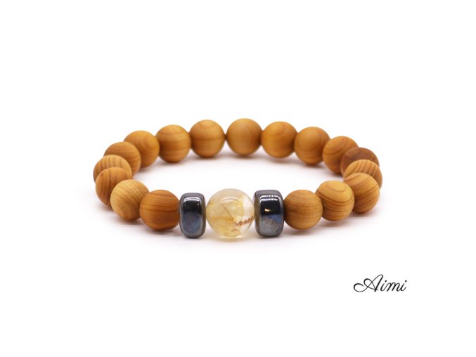 Náramok Solar Plexus Čakry z Cédrového Dreva s Citrínom (Varianta Náramok Solar Plexus Čakry z Cédrového Dreva s Citrínom)