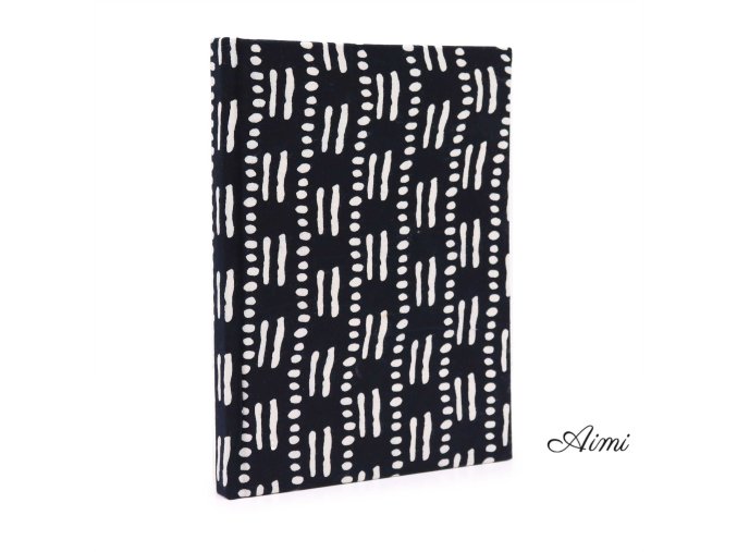 Bavlnené Zápisníky 20x15cm - 96 Strán - Čierne Bodky a Čiarky