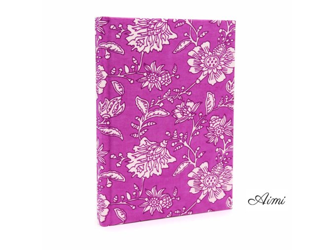 Bavlnené Zápisníky 20x15cm - 96 Strán - Fuchsiové Kvety (Varianta 96 Strán  - Fuchsiové Kvety)