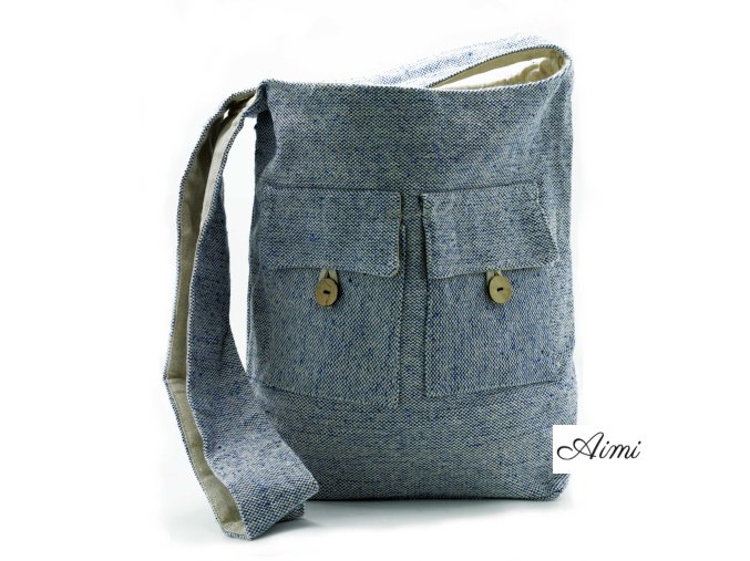 Prírodná Taška s Dvoma Vreckami - Denim - Veľká (Varianta Denim - Veľká)