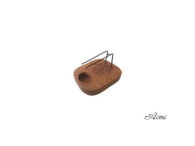 Stojan na Palo Santo - Teakové Drevo - Dizajn Hamsa (Varianta Teakové Drevo - Dizajn Hamsa)