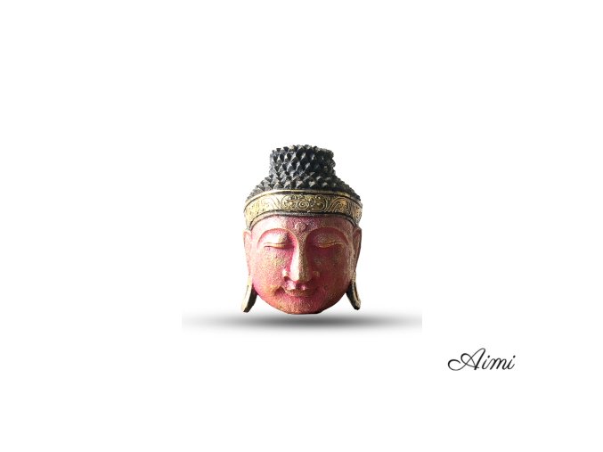 Bytová Dekorácia Hlava Budhu - 25cm - Červená Lesklá (Varianta 25cm - Červená Lesklá)