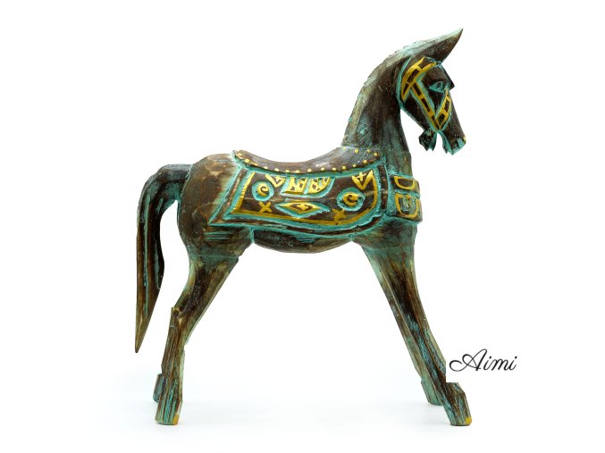Stredný Zlato-Tyrkysový Koník 25 cm
