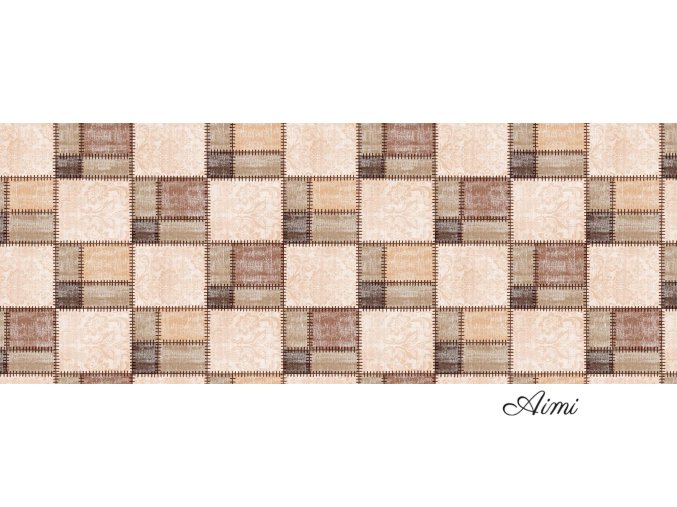 PVC obrus v šírke 140cm - celá rolka 20 metrov - motív Patchwork Hnedý