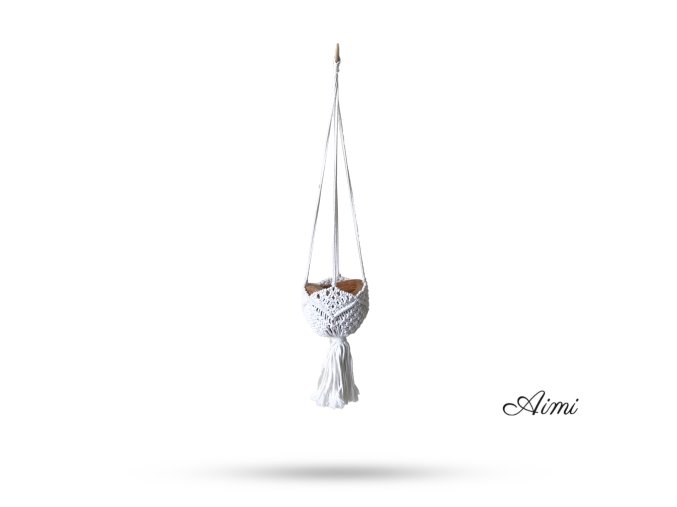 Macramé Ozdobný Závesný Držiak na Kvetináč - Prírodný