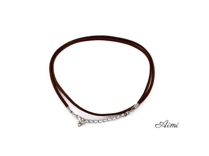 Balíček Šnúrok z Umelého Semišu so Zapínaním - 2.5mm x 55cm Tmavo Hnedý A010
