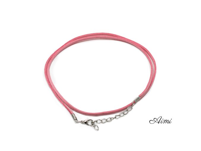 Balíček Šnúrok z Umelého Semišu so Zapínaním - 2.5mm x 55cm - Ružový A064