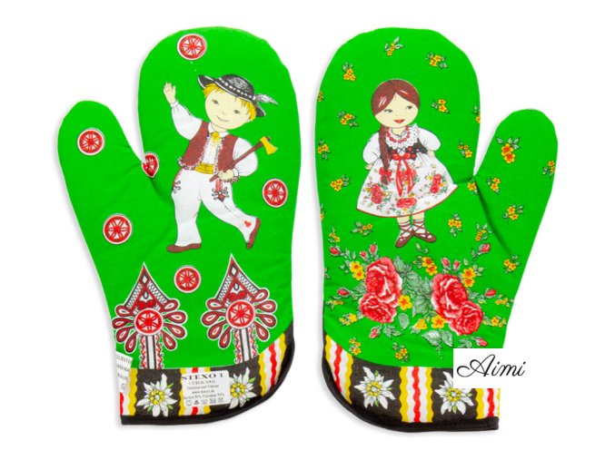 rukavice rod folk zelena