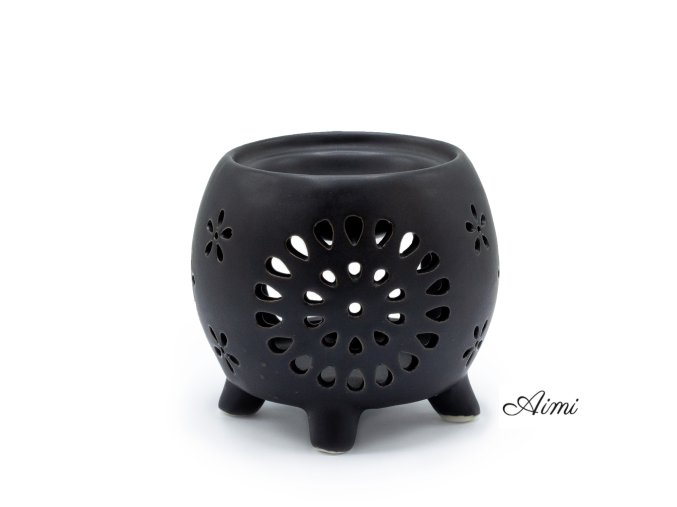 Aroma Lampa Nádoba na Nožickách - Kvetiny - Matná Čierna (Varianta Kvetiny - Matná Čierna)