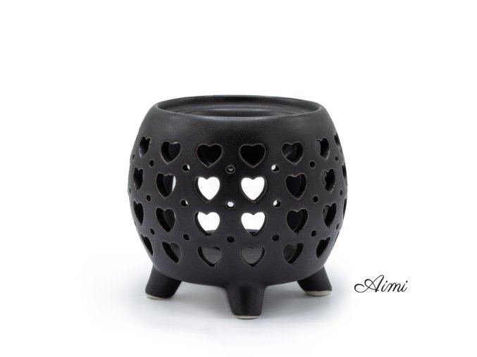 Aroma Lampa Nádoba na Nožickách - Srdiečka - Matná Čierna (Varianta Srdiečka - Matná Čierna)