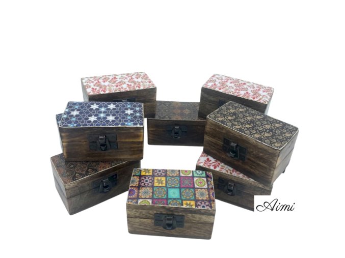 Drevené Krabičky na Tabletky 9x5x4cm - Práca Meena - Rôzne (Varianta Práca Meena - Rôzne)