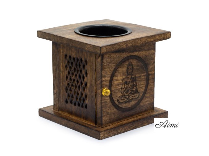 Veľká Aroma Lampa z Mangového Dreva - Budha