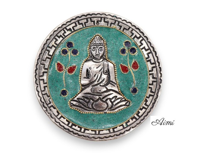 Stojan na Vonné Tyčinky Budha Zelený Dekor 10cm