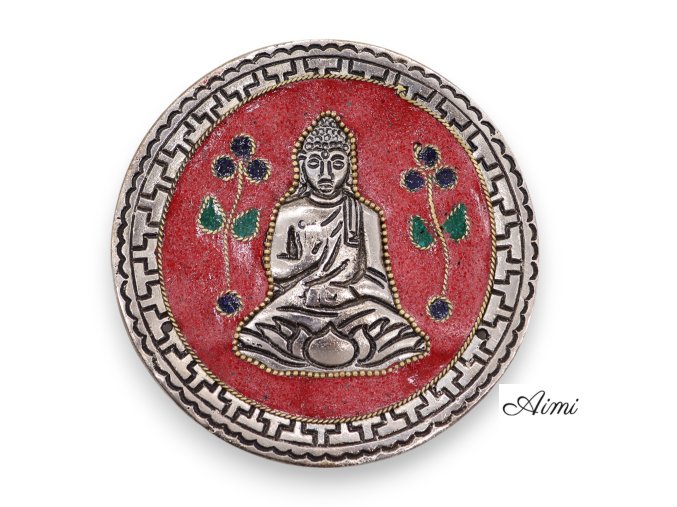 Stojan na Vonné Tyčinky Budha Červený Dekor 10cm