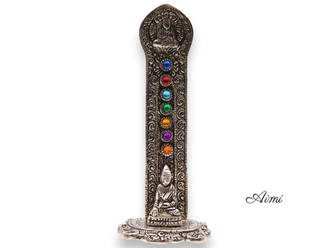 Stojan na Vonné Tyčinky 7 Čakrová Veža Budha 16x6x7cm (Varianta Stojan na Vonné Tyčinky 7 Čakrová Veža Budha 16x6x7cm)