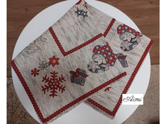 Gobelínový Vianočný obrus - štvorec 100x100cm - MODERNÝ Vianočný Vločka