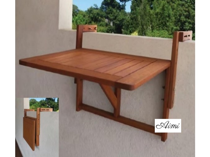 Stôl na balkón saklápací 60x45cm IDA, na zábradlie, drevo
