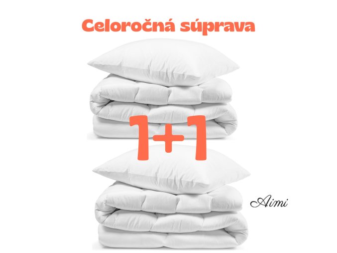 Antialergická 1+1 Celoročná Súprava 2xVankúš 70x90cm + 2xPaplón 140x200cm