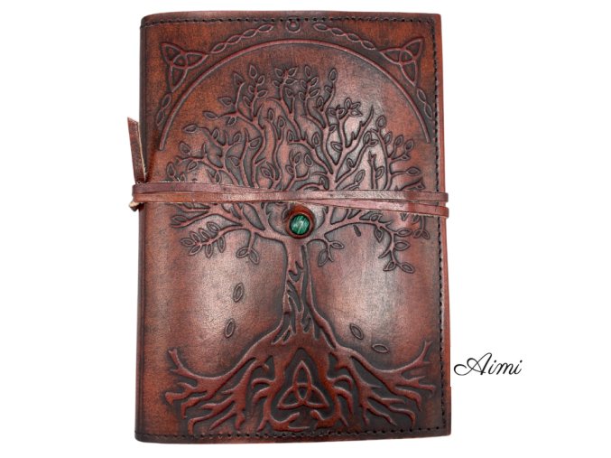Kožený Zápisník Malý Strom Života - Kamenná Dekorácia - 18x13x2cm - 160 strán (Varianta Kamenná Dekorácia - 18x13x2cm)