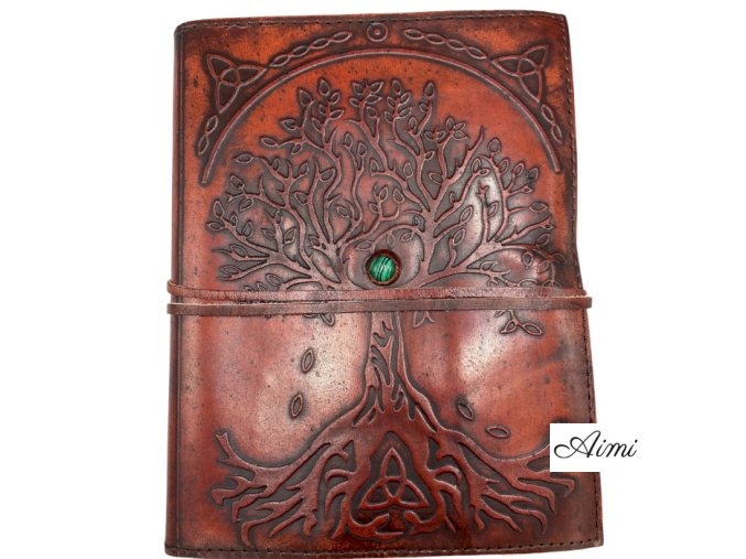 Kožený Zápisník Veľký Strom Života – Kamenná Dekorácia – 20x16x2cm – 160 strán (Varianta Kožený Zápisník Veľký Strom Života – Kamenná Dekorácia – 20x16x2cm – 160 strán)