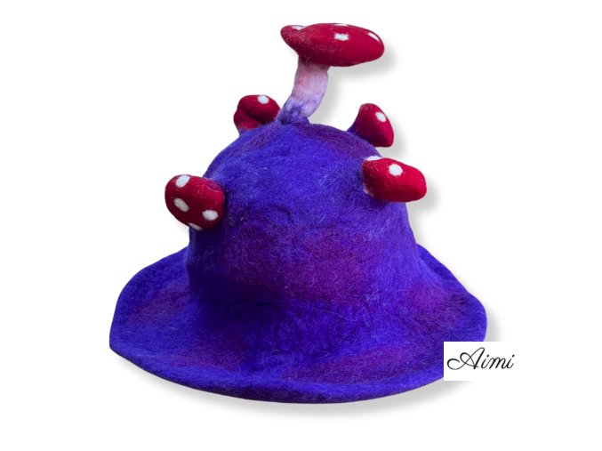 Plstený Hríbový Klobúk - Fialový