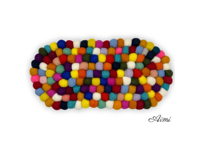 Oválne Podložky pod Poháre z Plstených Guľôčok - 38x18cm Viacfarebné