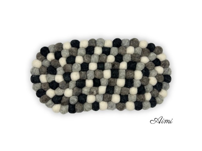Oválne Podložky pod Poháre z Plstených Guľôčok - 38x18cm Viacfarebné Sivá Farba