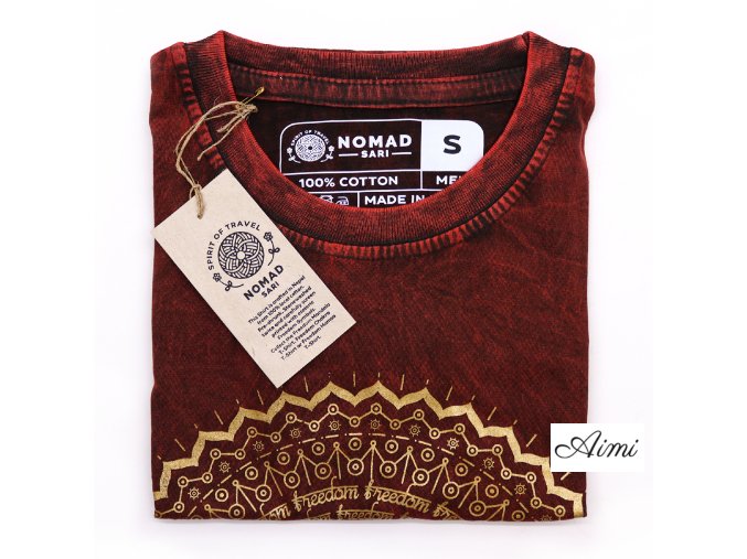 Stone Wash Tričko (S) - Mandala - Gaštanovo Hnedé (Varianta Mandala - Gaštanovo Hnedé)