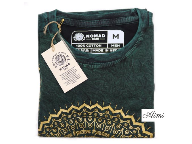 Stone Wash Tričko (M) - Mandala - Zelené (Varianta Mandala - Zelené)