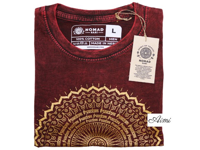Stone Wash Tričko (L) - Mandala - Gaštanovo Hnedé (Varianta Mandala - Gaštanovo Hnedé)