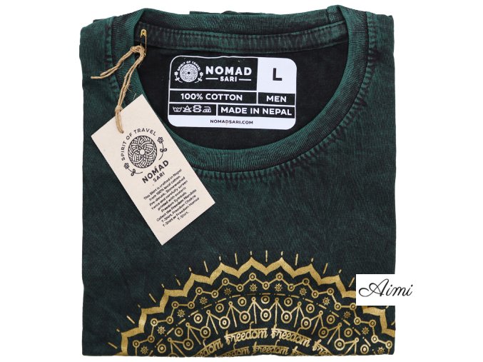 Stone Wash Tričko (L) - Mandala - Zelené (Varianta Mandala - Zelené)