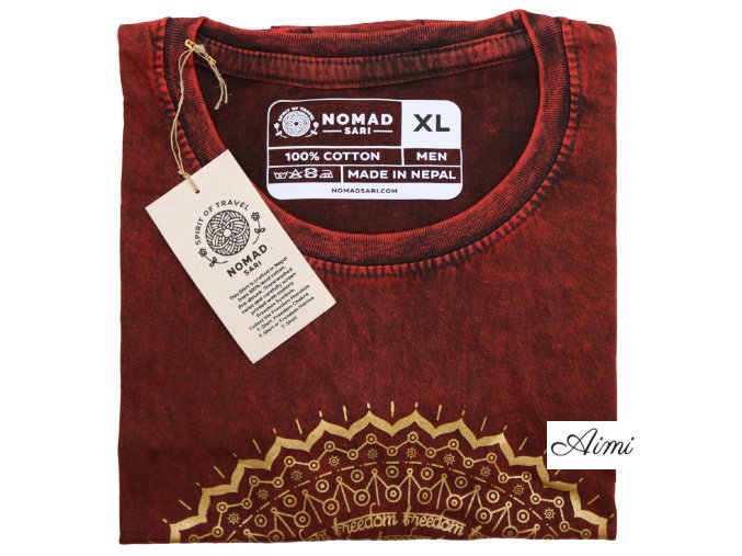 Stone Wash Tričko (XL) - Mandala - Gaštanovo Hnedé (Varianta Mandala - Gaštanovo Hnedé)