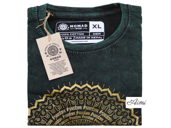 Stone Wash Tričko (XL) - Mandala - Zelené (Varianta Mandala - Zelené)