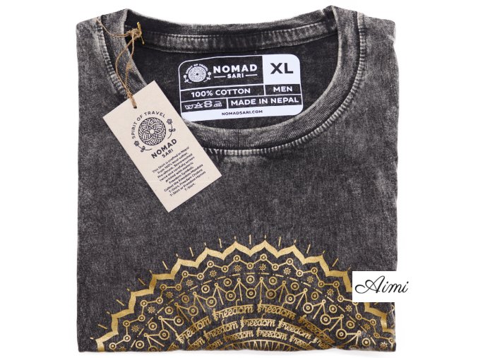Stone Wash Tričko (XL) - Mandala - Tmavo Šedé (Varianta Mandala - Tmavo Šedé)