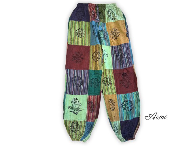 Nomad Sari - Nohavice s Hubovým Vzorom - Bloková Potlač - Zelené Tóny L/XL (Varianta Nohavice s Hubovým Vzorom - Bloková Potlač)