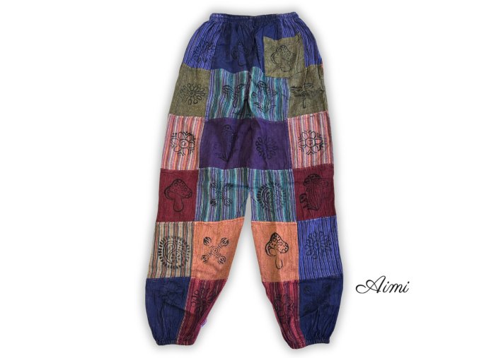 Nomad Sari - Nohavice s Hubovým Vzorom - Bloková Potlač - Fialové Tóny L/XL (Varianta Nohavice s Hubovým Vzorom - Bloková Potlač)