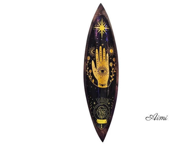 Smaltovaná Miska na Vonné Tyčinky - Mangové Drevo - Hamsa (Varianta Mangové Drevo - Hamsa)