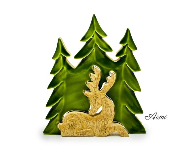 Stratený v Lese - Drevená 3D Dekorácia Jeleň v Lese - 23x20cm (Varianta Drevená 3D Dekorácia Jeleň v Lese - 23x20cm)