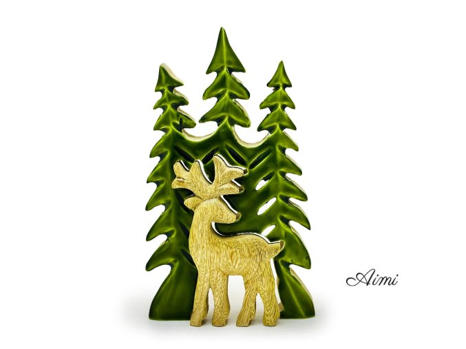 Stratený v Lese - Drevená 3D Dekorácia Jeleň v Lese - 25x15cm (Varianta Drevená 3D Dekorácia Jeleň v Lese - 25x15cm)