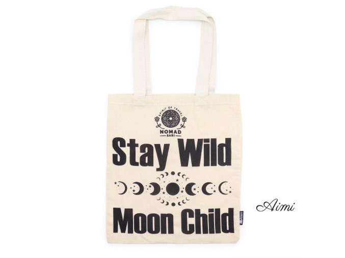 Ikonická Základná Taška - Stay Wild, Moon Child - (40x36cm) - Prírodná 113 g (Varianta Stay Wild, Moon Child - (40x36cm))