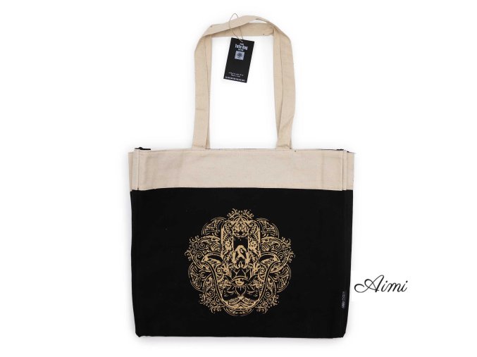 Veľká Nákupná Taška (38x15x43cm) Čokoládová Stonewash 14oz - Slobodná Hamsa
