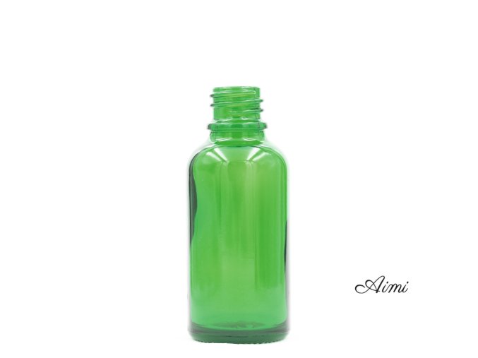 15ml Zelená Sklenená Fľaška - Bez Uzáveru